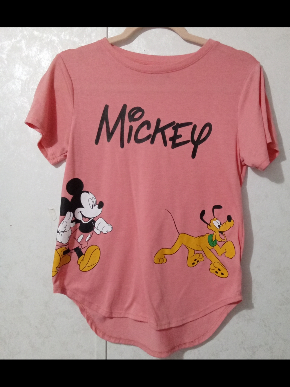 Disney Kids Mickey, Pluto & Minnie Coral Pink Graphic Tee - Size 7/9 M